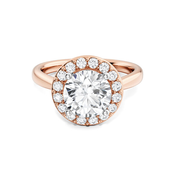 Rose Gold Round Solitaire Diamond Engagement Ring With Halo
